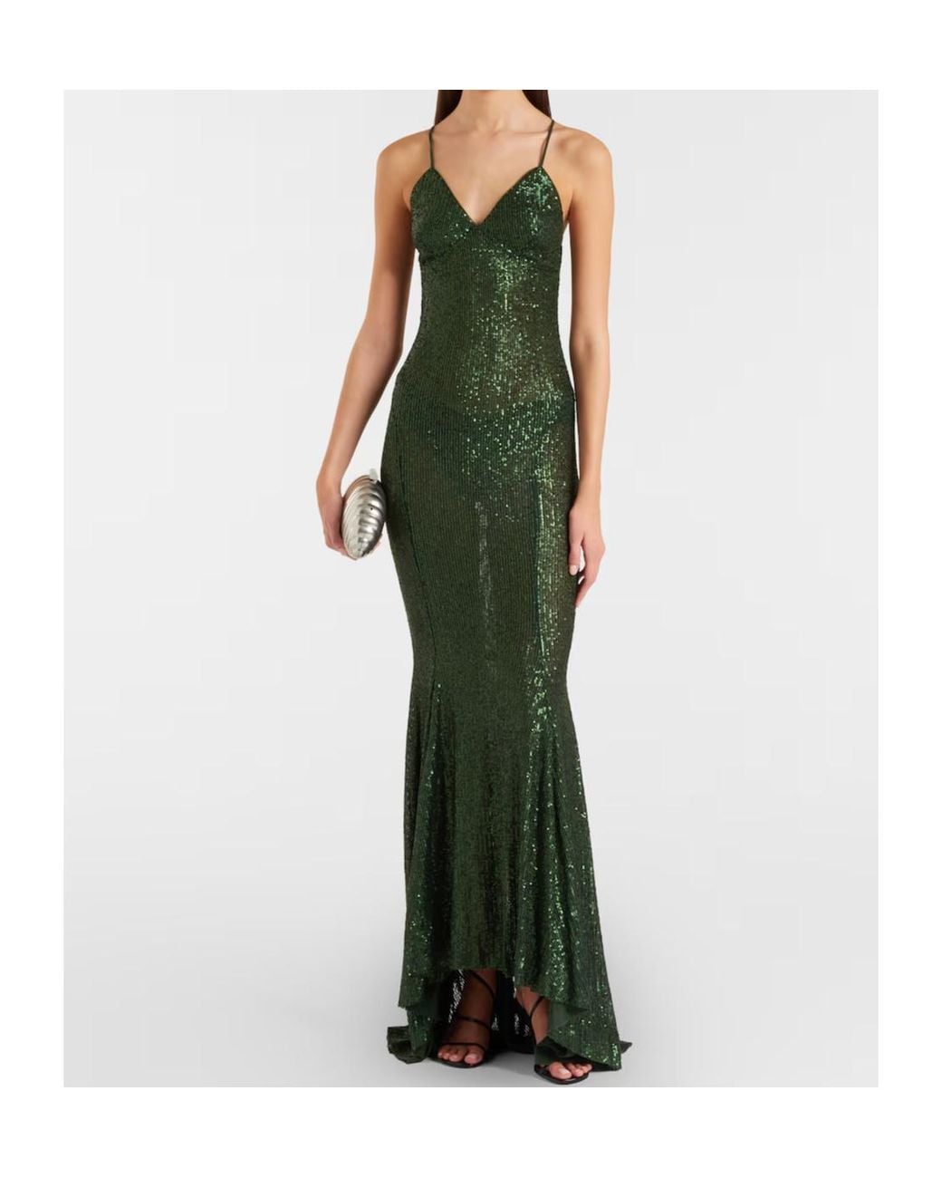 Norma Kamali Green Sequined Gown