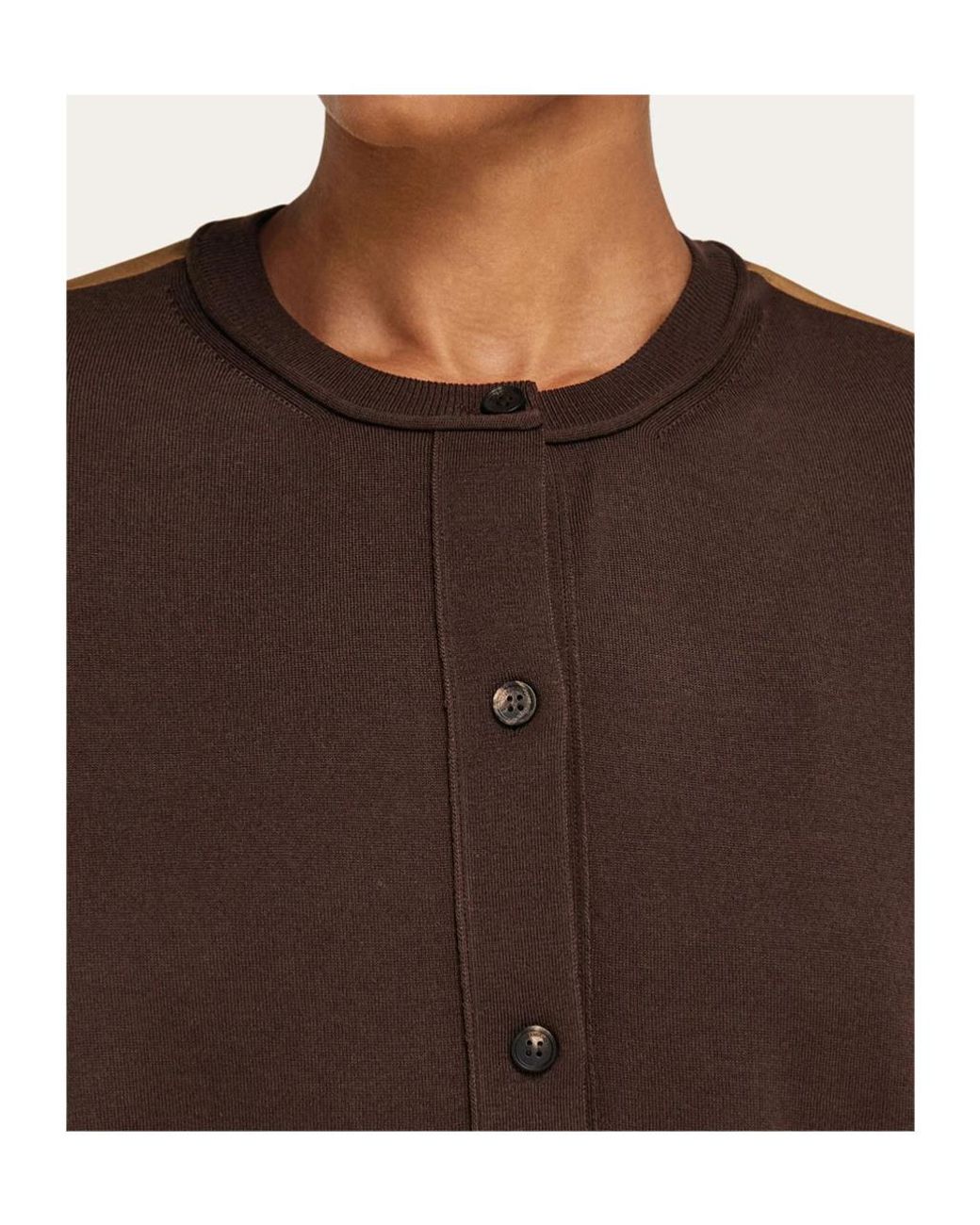 Ferragamo Brown Cardigan With Silk Panel Detail
