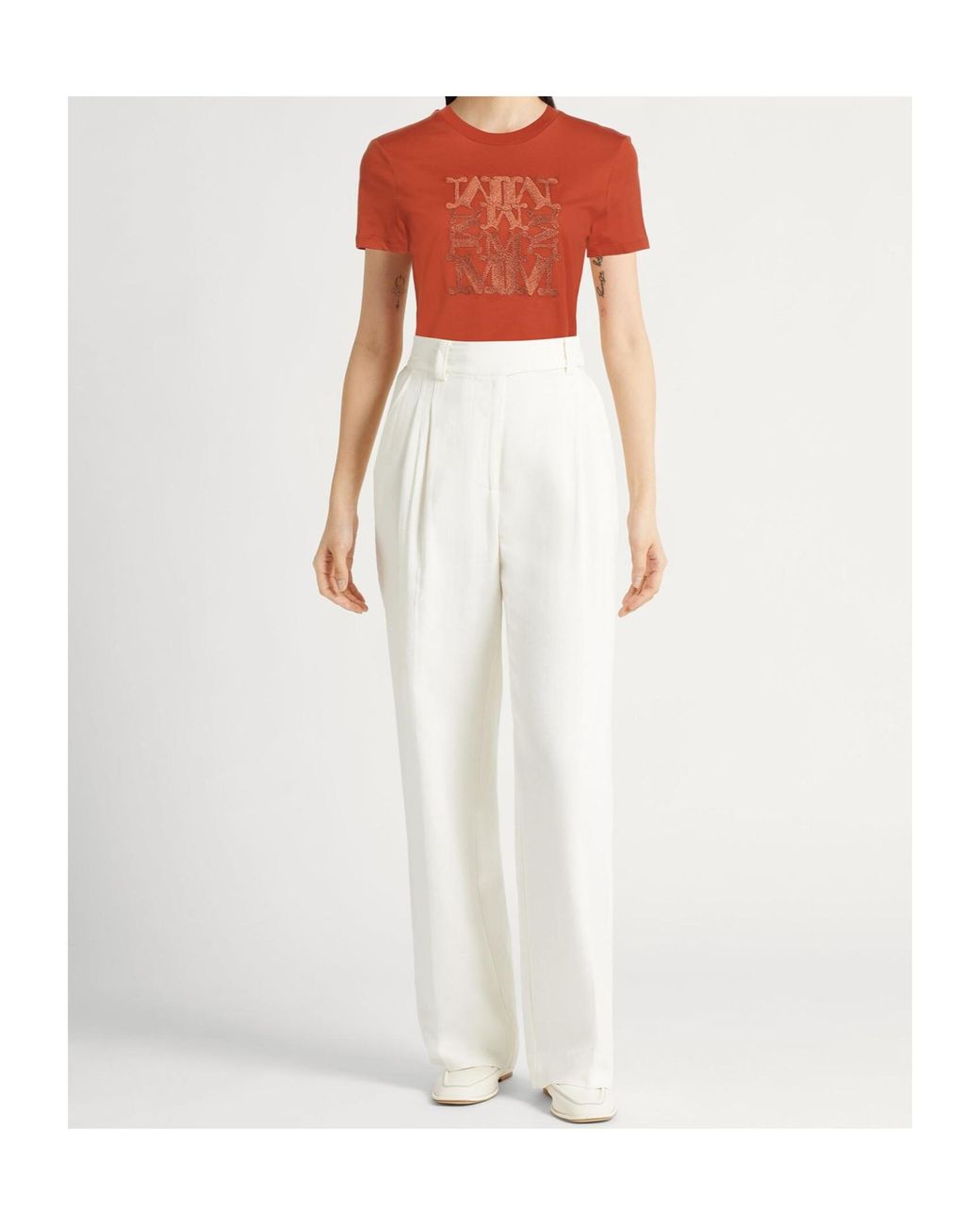 Max Mara Orange Logo Crew Neck T-Shirt