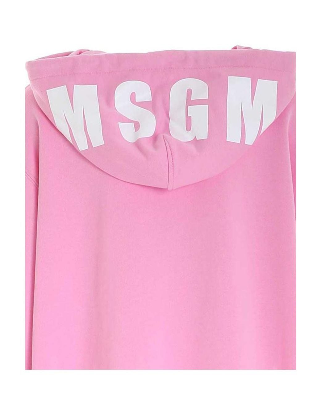 MSGM Pink Oversized Cotton Hoodie