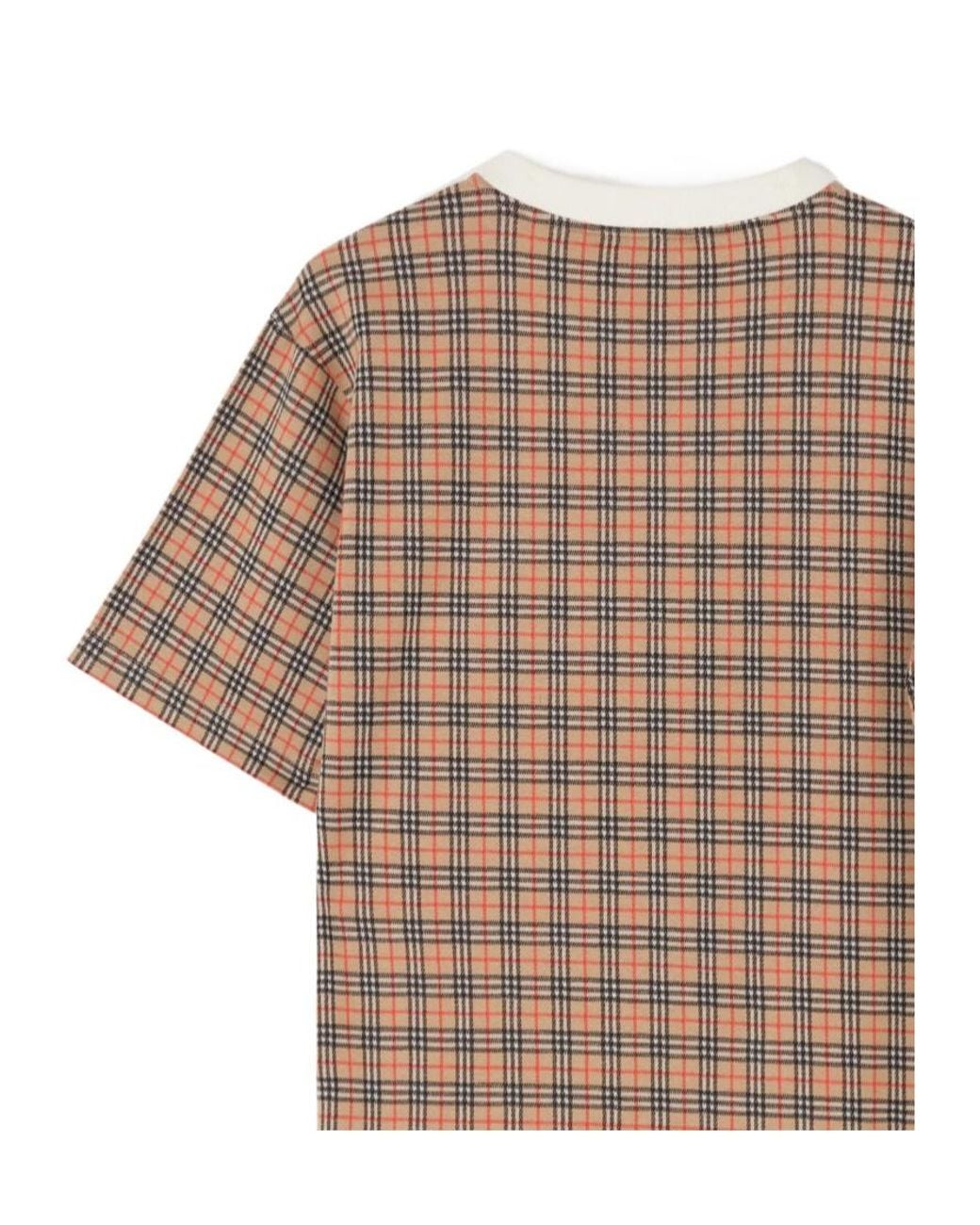 Burberry White Checked Panel T-Shirt for men