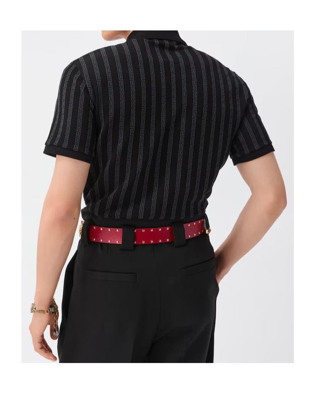 Versace Black Monogram Jacquard Polo Shirt for men