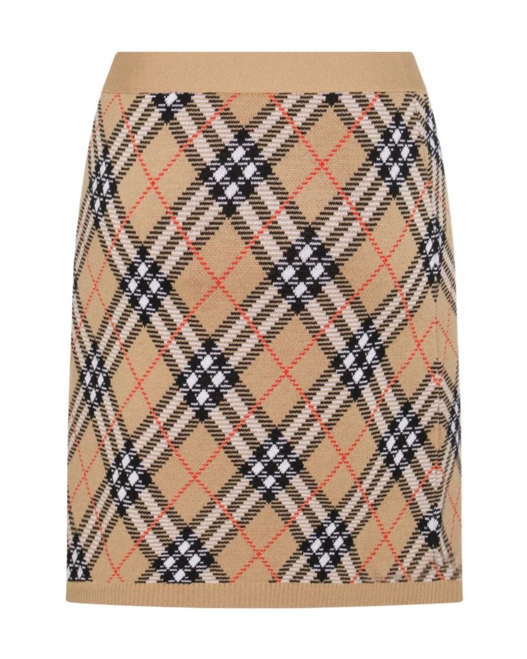 Burberry Brown Checked Knitted Midi Skirt