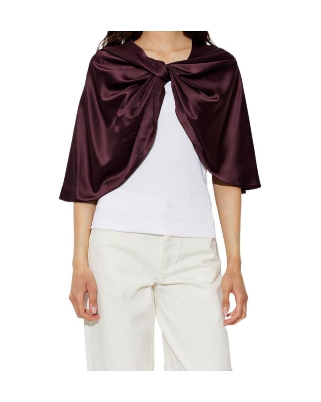 By Malene Birger Purple Pinlos Draped Cape