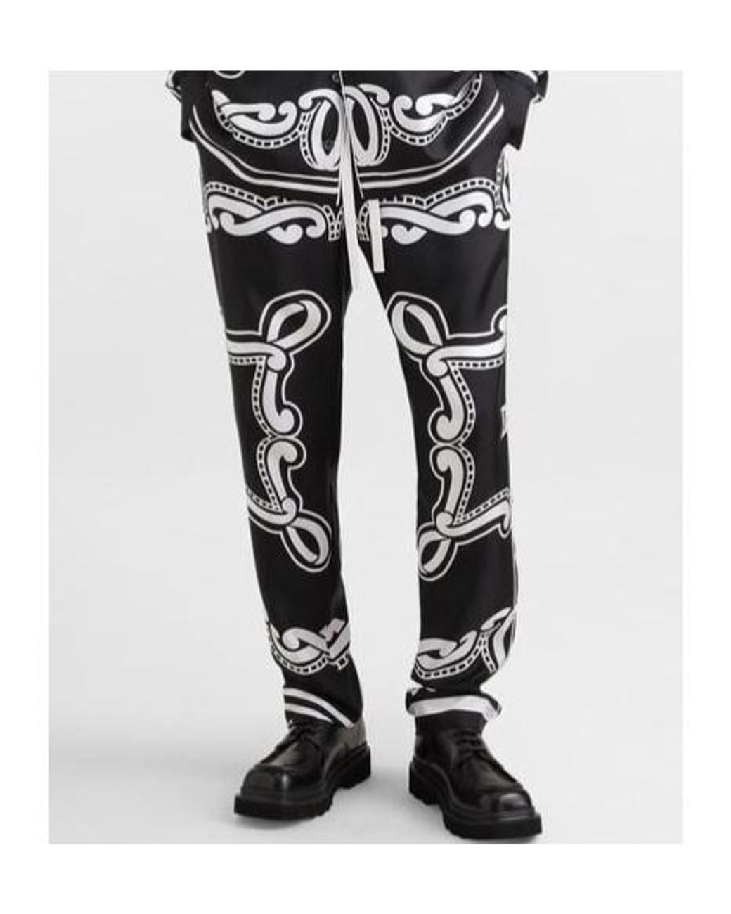 Dolce & Gabbana Black Pajama Printed Drawstring Pants for men