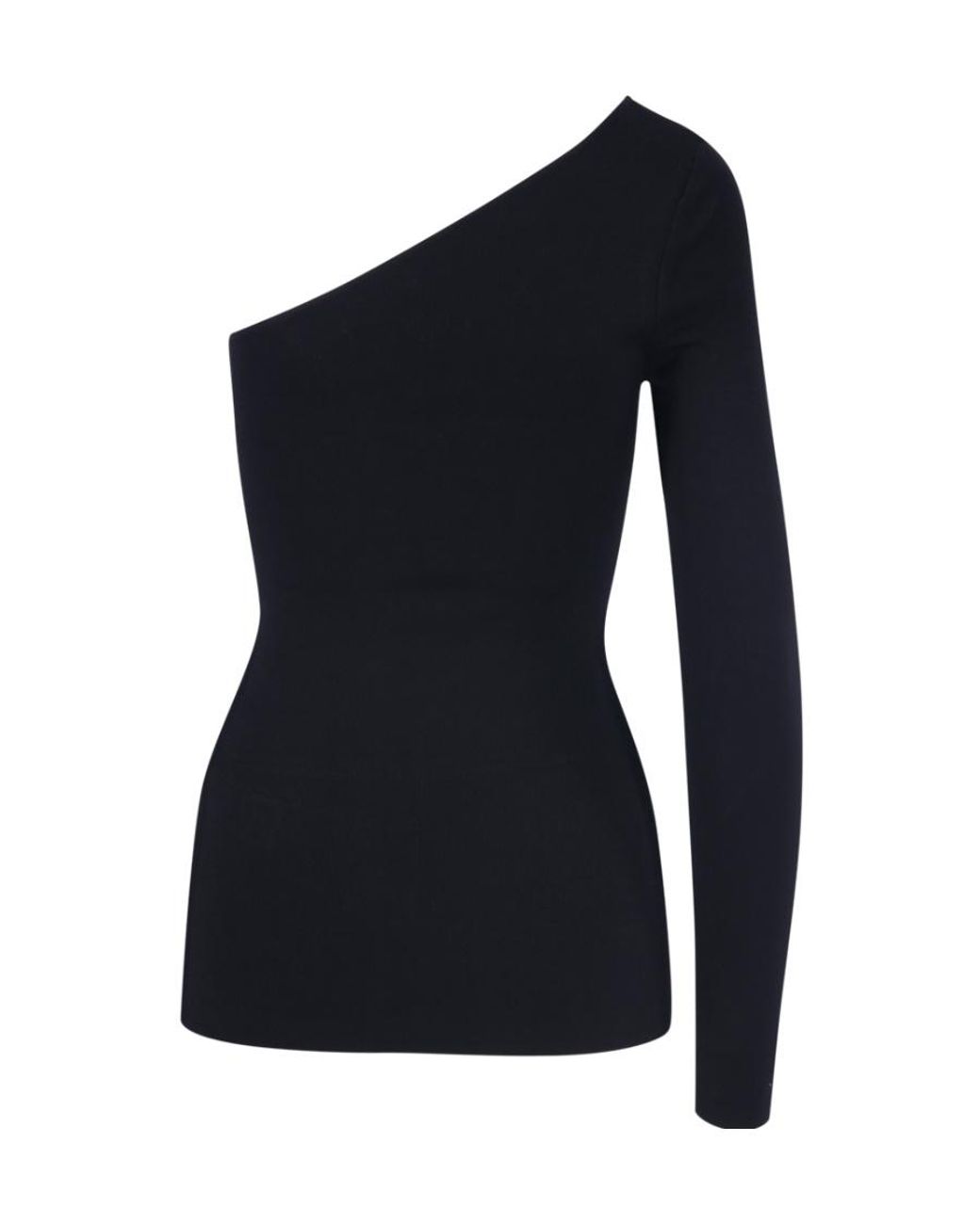 Victoria Beckham Blue One-Shoulder Ribbed Blouse