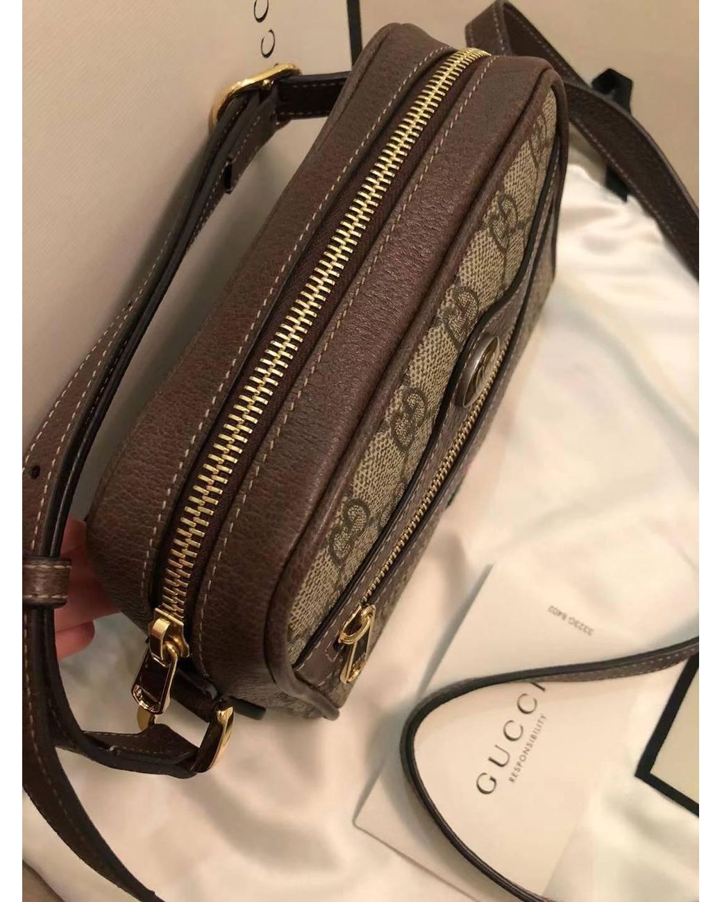Gucci Brown Ophidia Gg Supreme Mini Bag