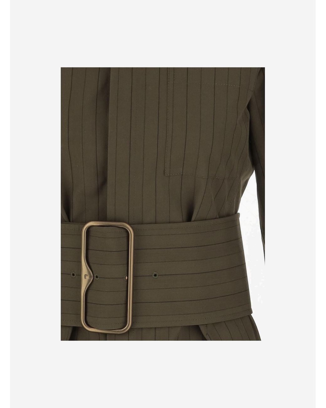 Burberry Green Regular Fit Striped Belted Waist Shirt