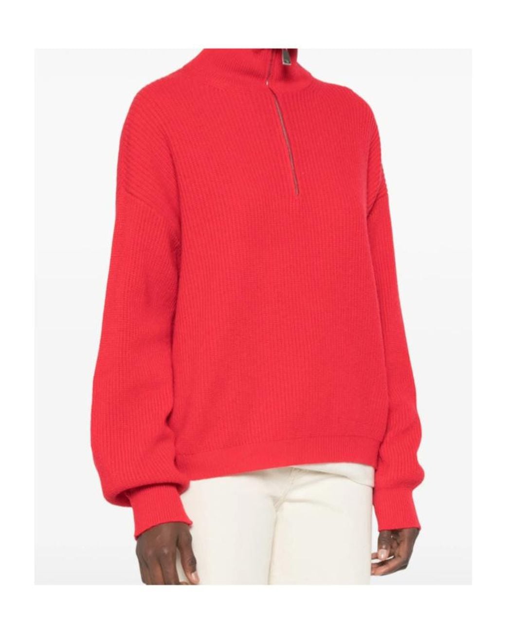 Malo Red Half Zip Turtleneck Knitted Sweater