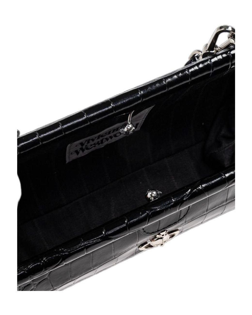 Vivienne Westwood Black Orb Plaque Embossed Shoulder Bag