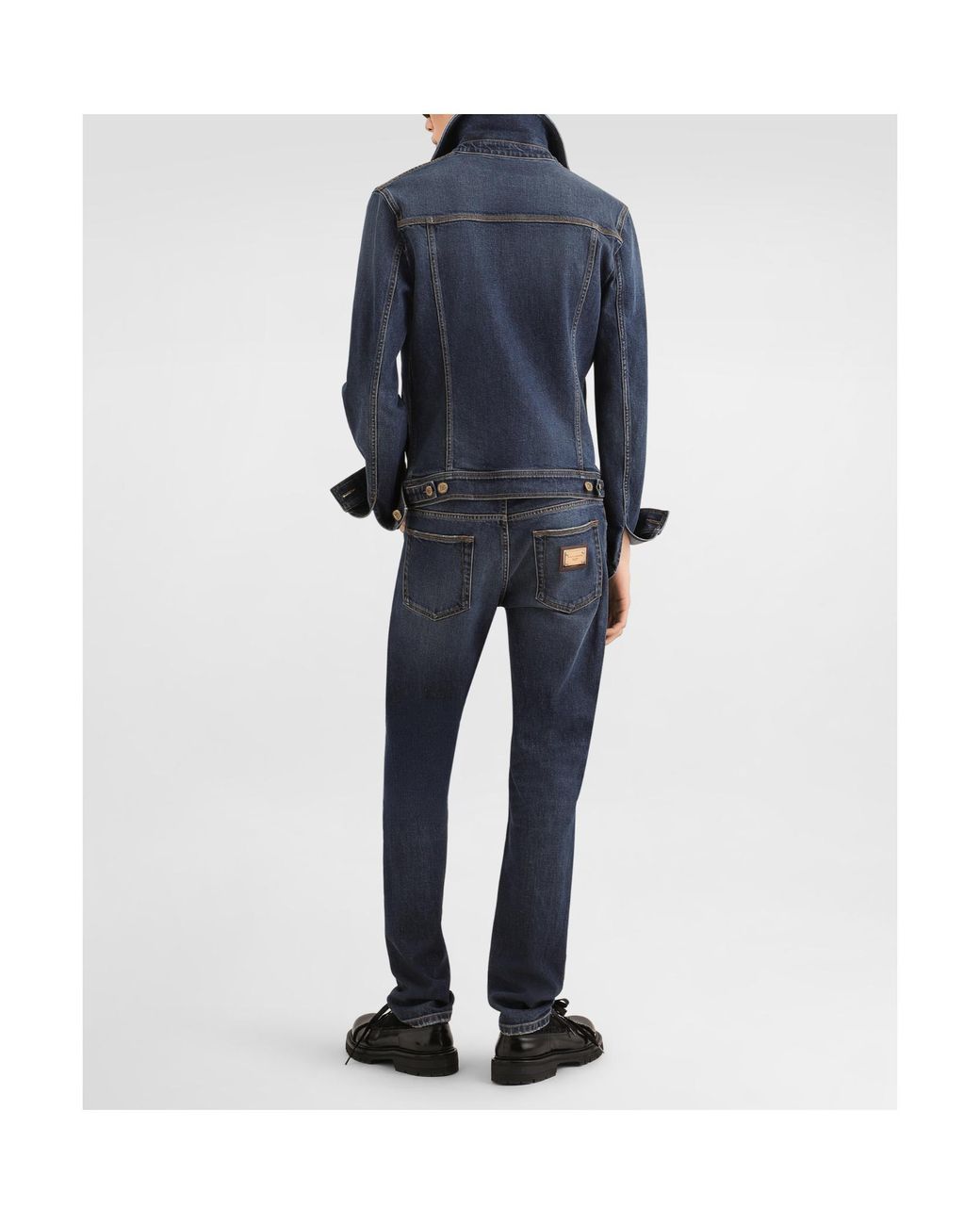 Dolce & Gabbana Blue Denim Jacket With Logo Patch for men