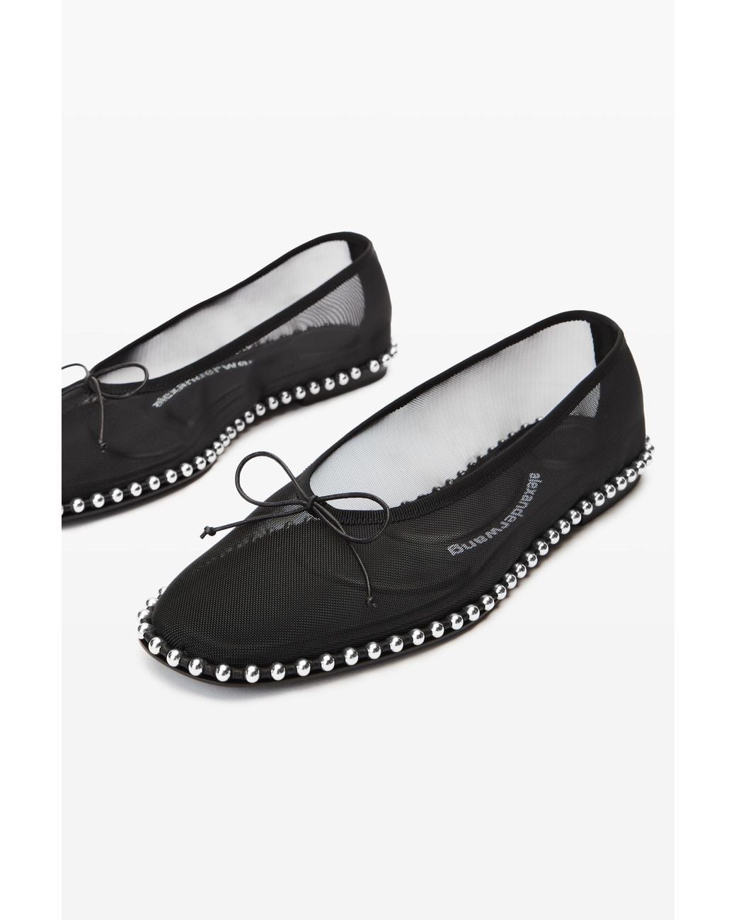 Alexander Wang Gray Studded Mesh Flat Shoes
