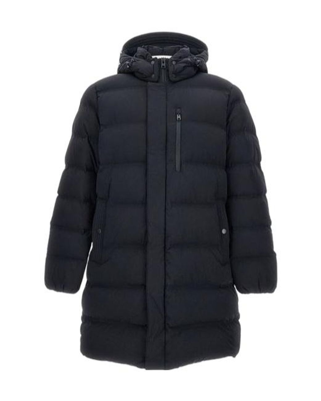 Woolrich Blue Long-Sleeved Hooded Coat for men