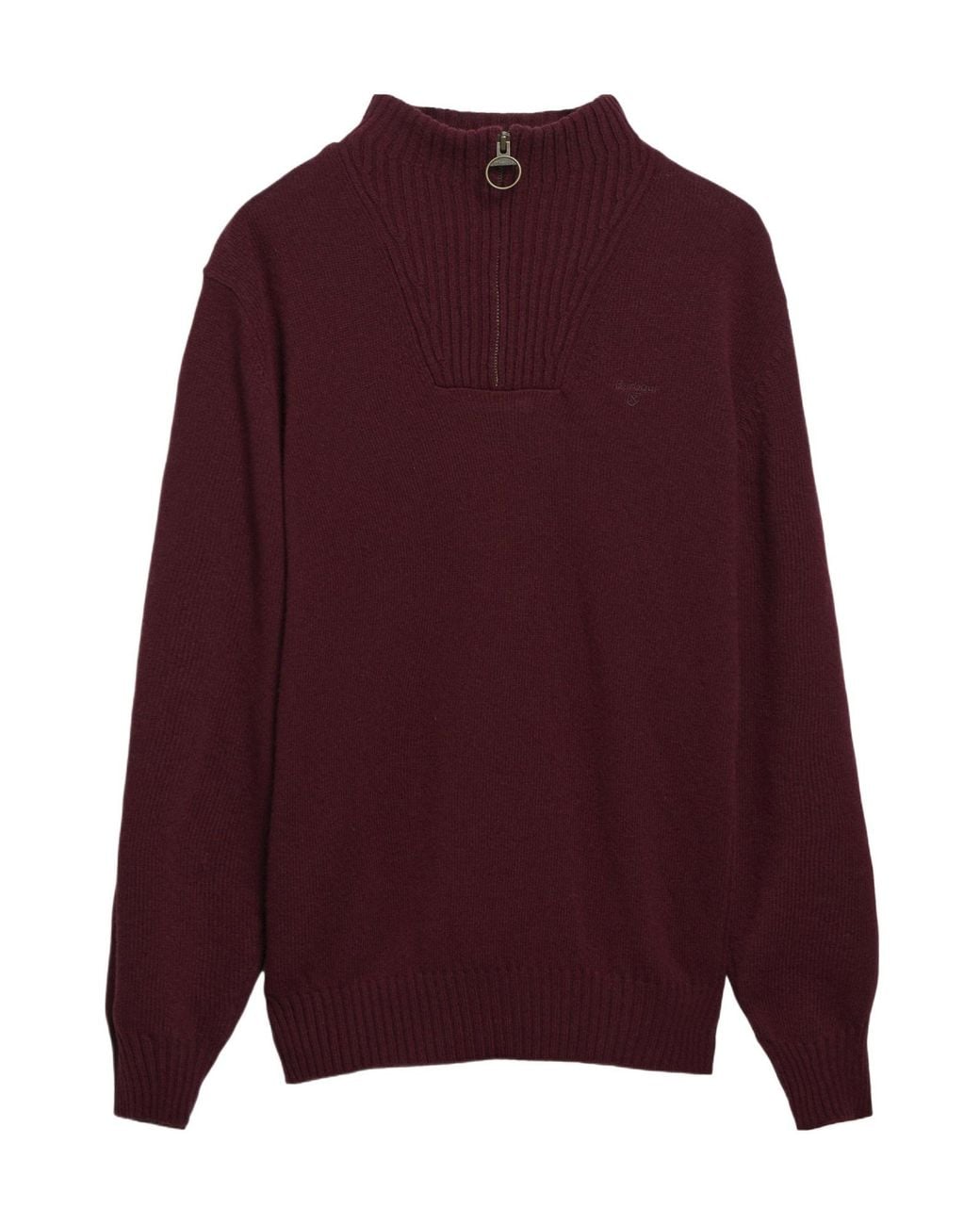 Barbour Purple Quarter Zip Rib Knit Sweater for men
