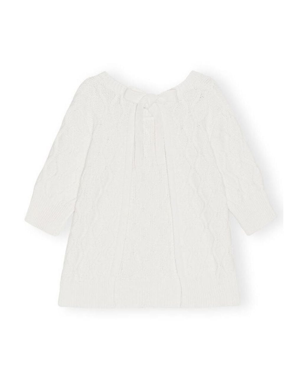 Ganni White Cotton Cable Open Back Top