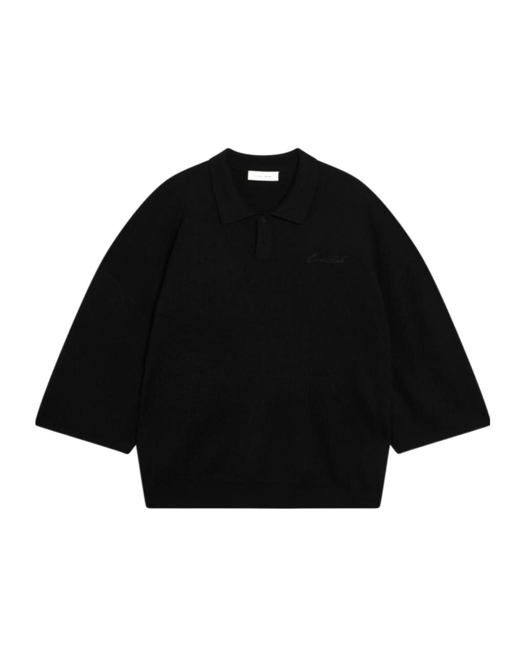 Fear Of God Black Essentials Signature 3/4 Sleeve 90S Knit Polo Shirt for men