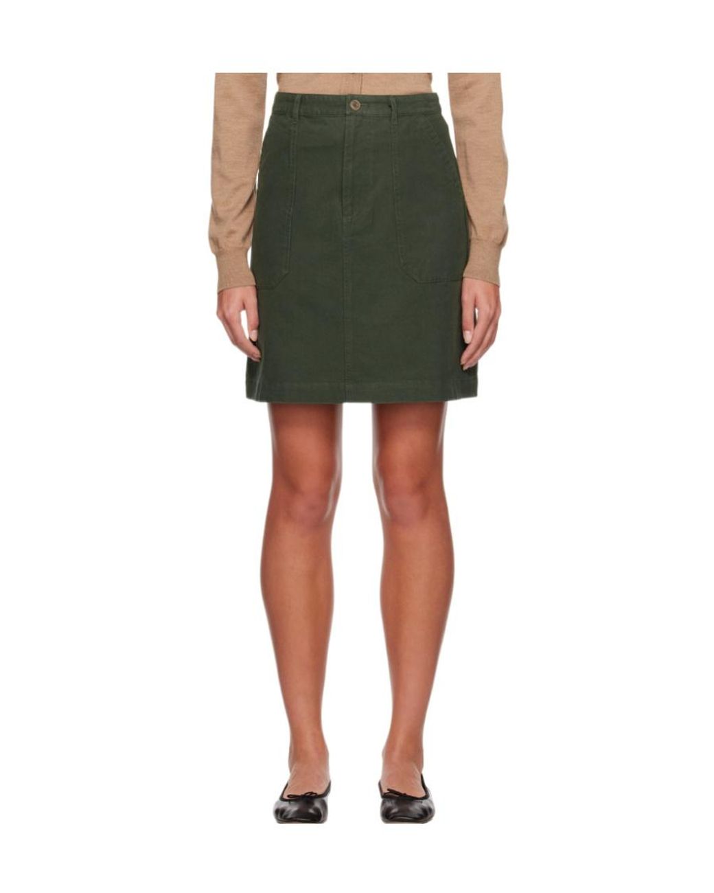 A.P.C. Green Mini Button Skirt