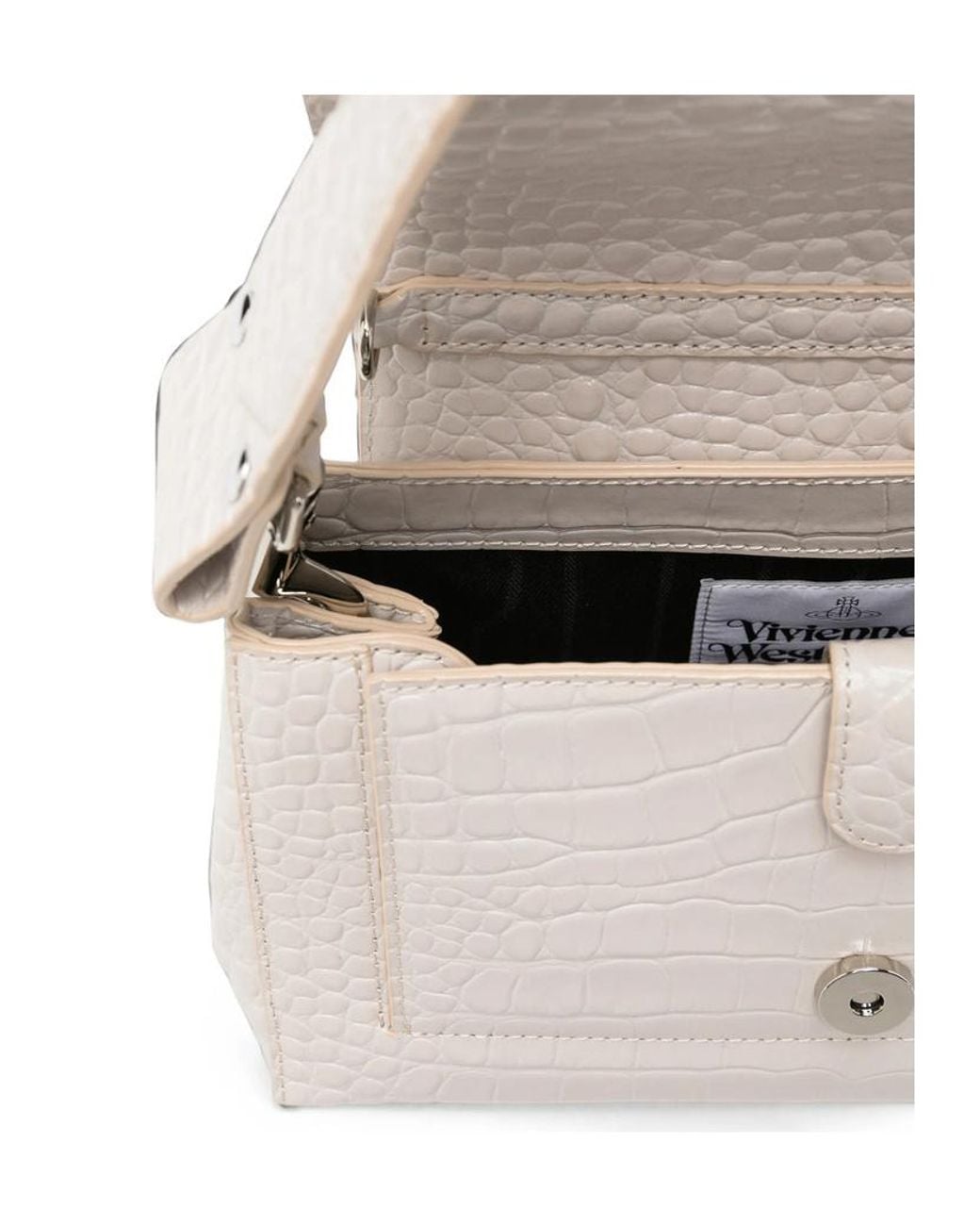 Vivienne Westwood White Orb Plaque Embossed Tote Bag