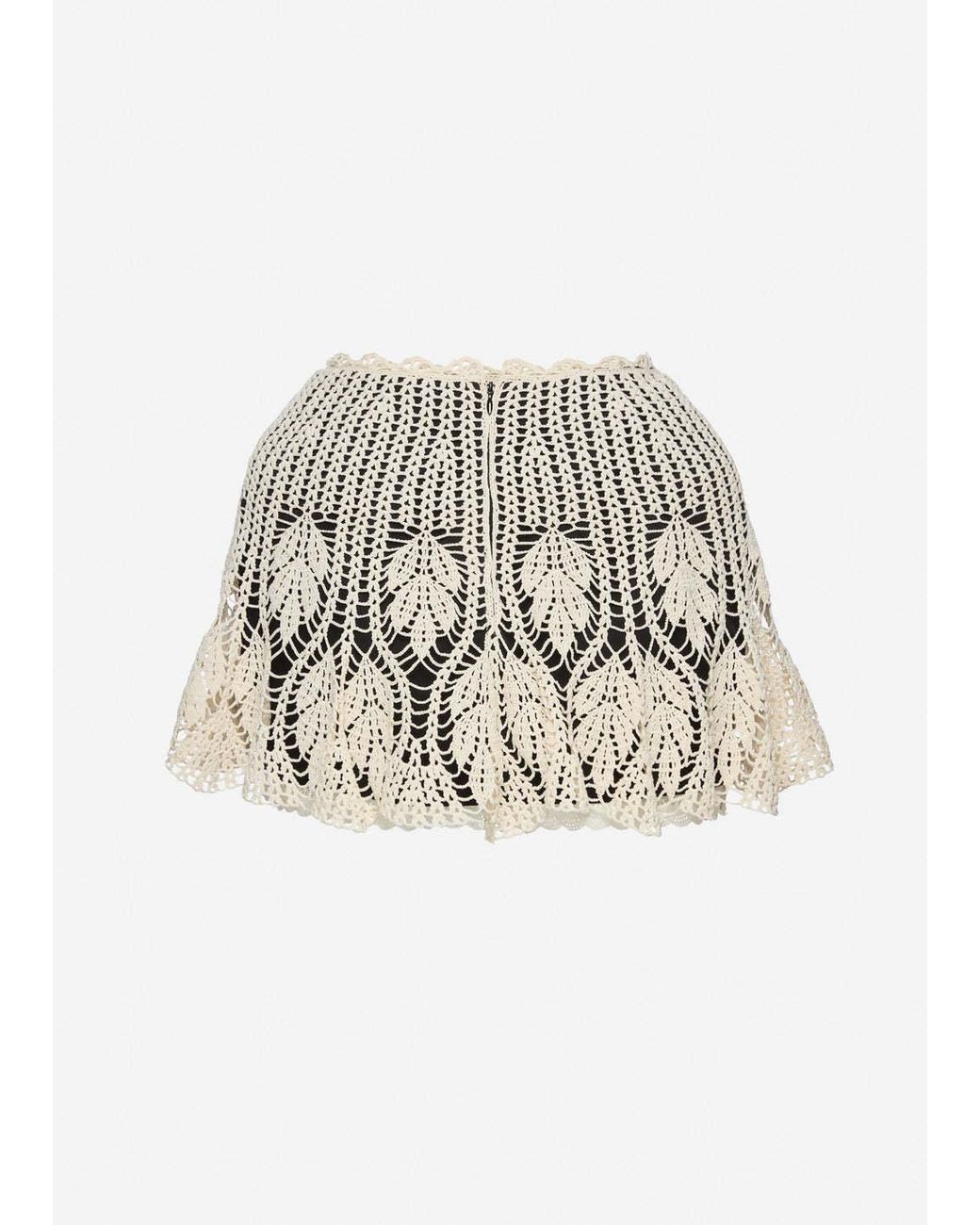 Magda Butrym Natural Mini Skirt With Crochet Overlay