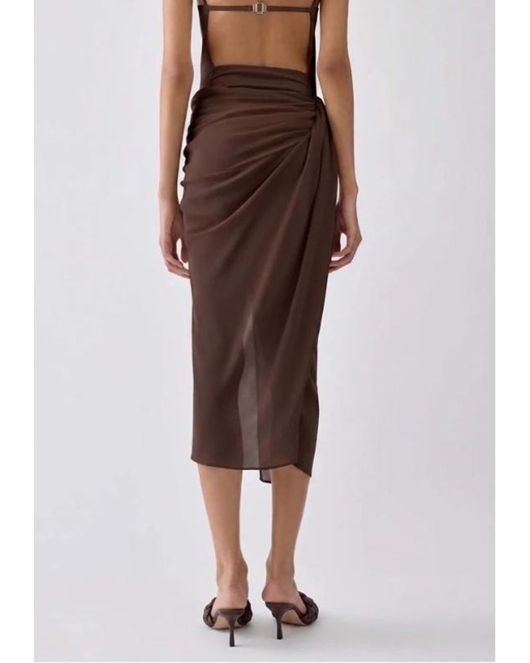 Jacquemus Brown The Paréo Draped Asymmetric Hem Skirt