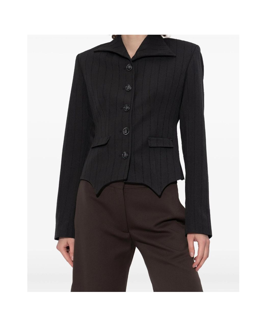 AVAVAV Black Pinstriped Tailored Jacket