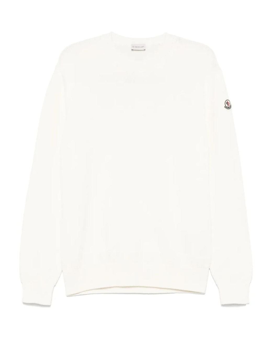 Moncler White Cotton Sweater for men