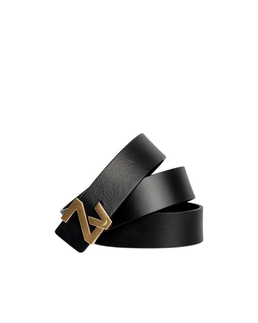 Zadig & Voltaire Black Logo Plaque Buckle Belt