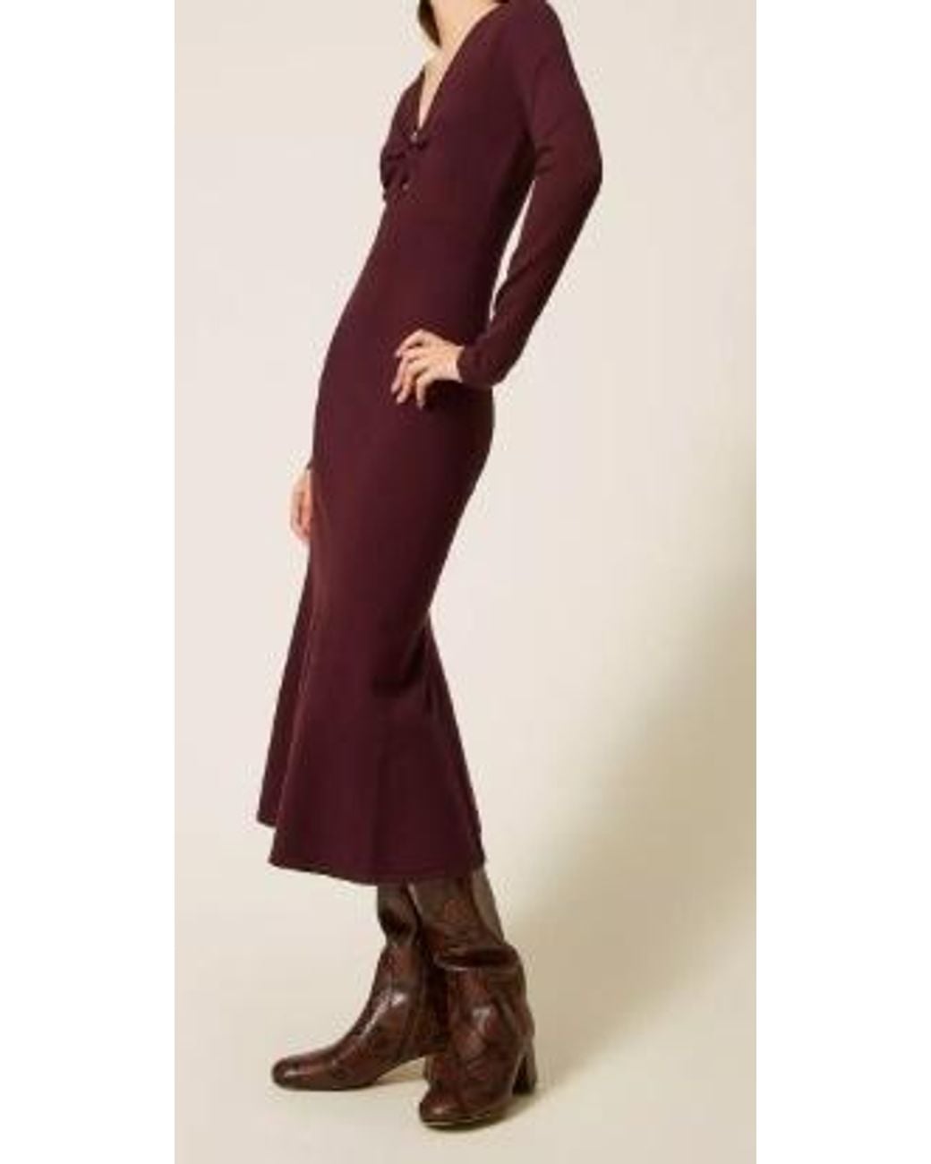 Twinset Red Oval T Knitted Midi Dress