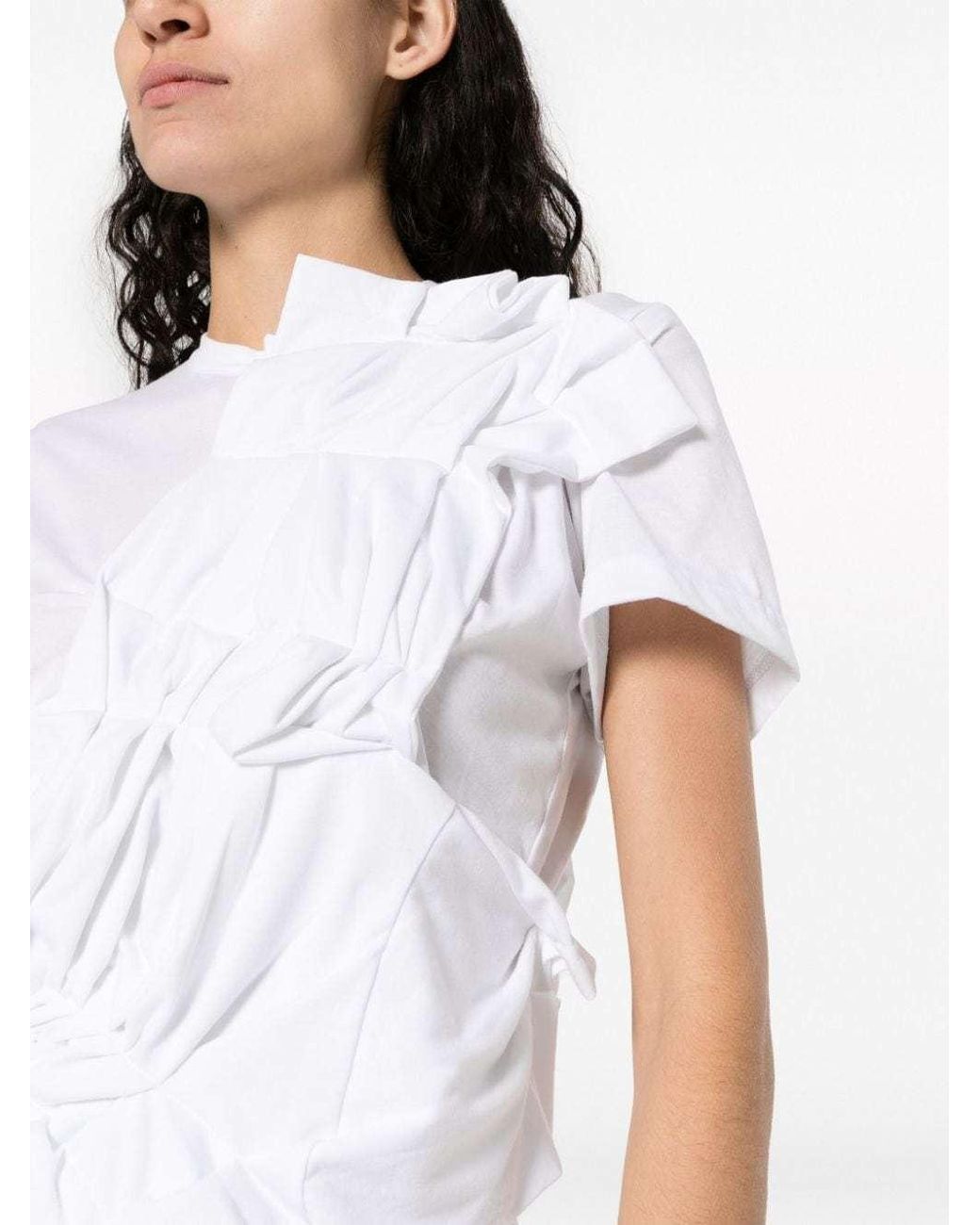 Comme des Garçons White Jersey T-Shirt With Ruches