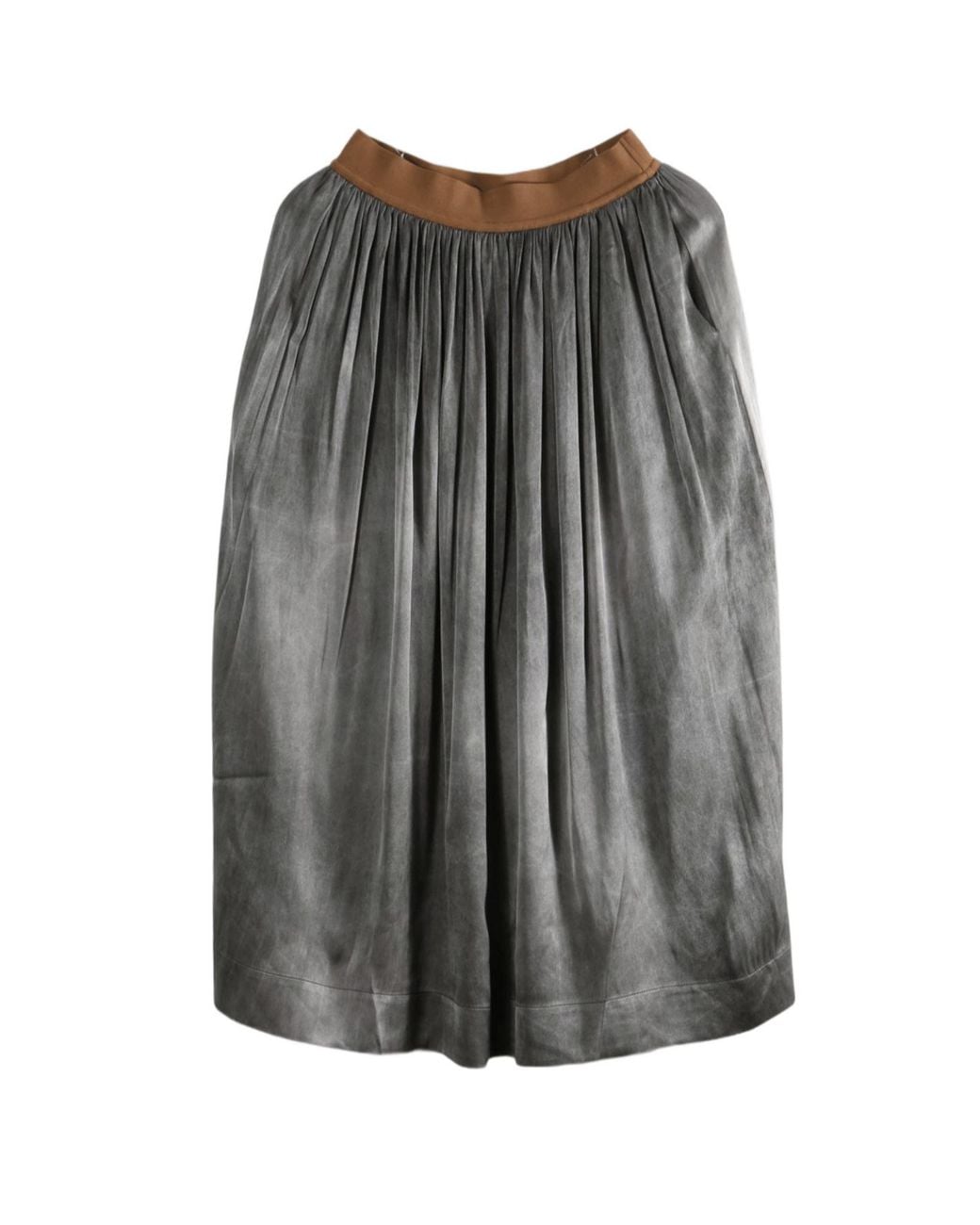 Uma Wang Gray Elastic Waist Midi Skirt