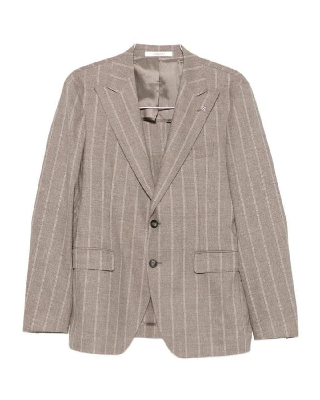 Tagliatore Brown Long-Sleeved Suit Jacket And Trousers Set for men