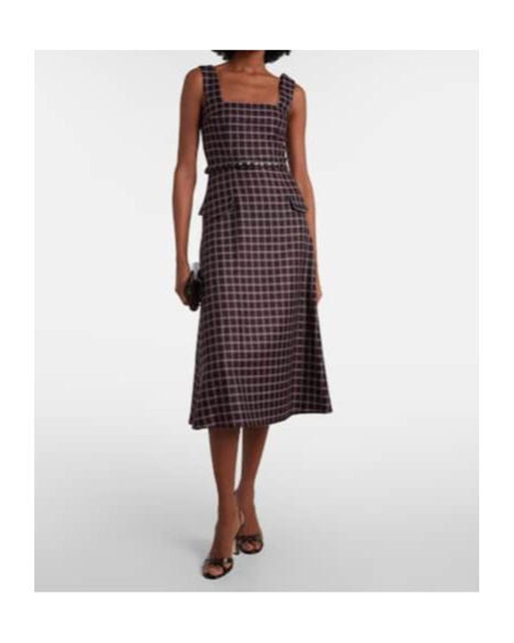 Emilia Wickstead Purple Petra Houndstooth Wool-Blend Midi Dress