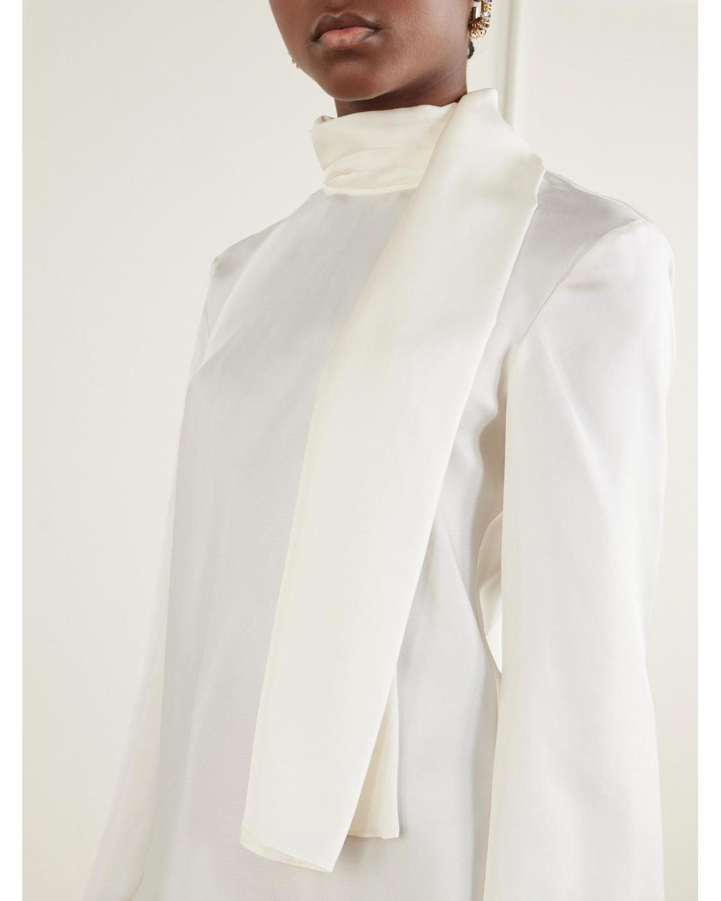 Rohe White Tie-Detailed Silk-Satin Blouse