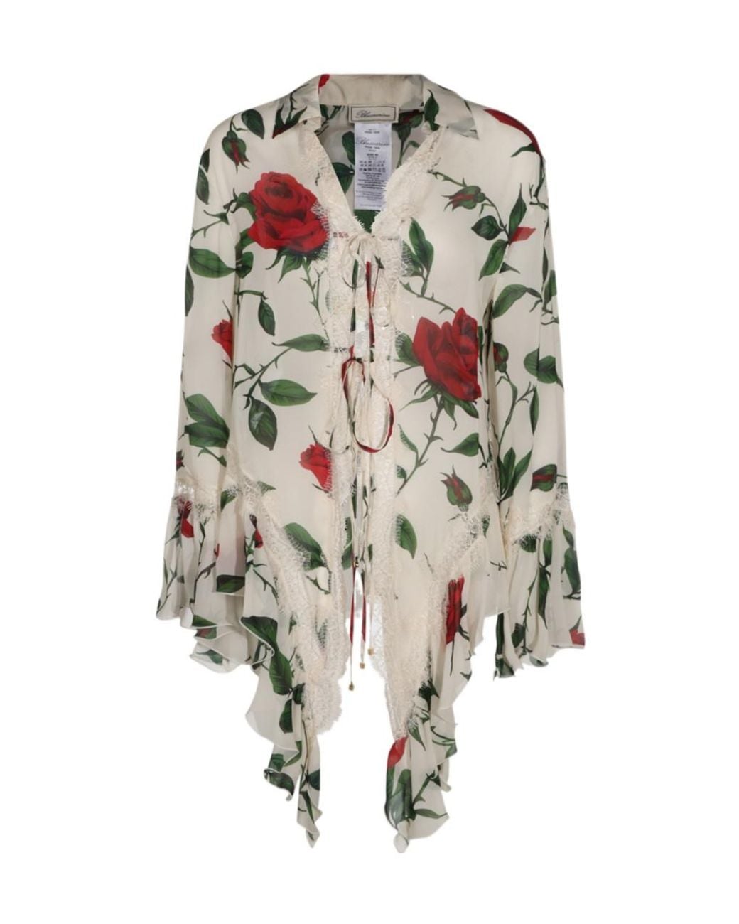 Blumarine White Floral Lace Trim Tops
