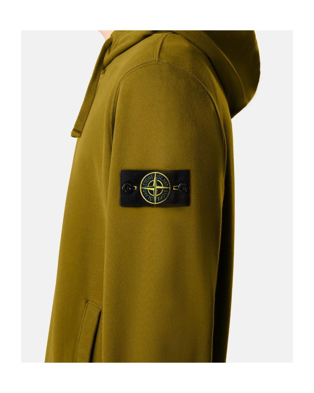 Stone Island Green Logo Patch Hoodie for men