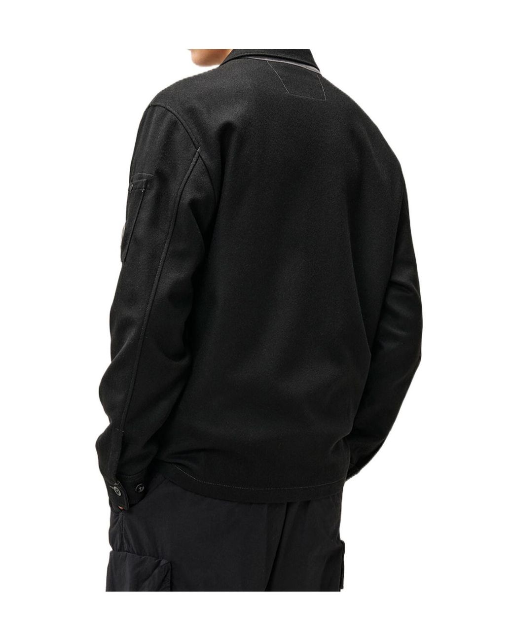 C P Company Black Felted Wool Lens Field Overshirt for men
