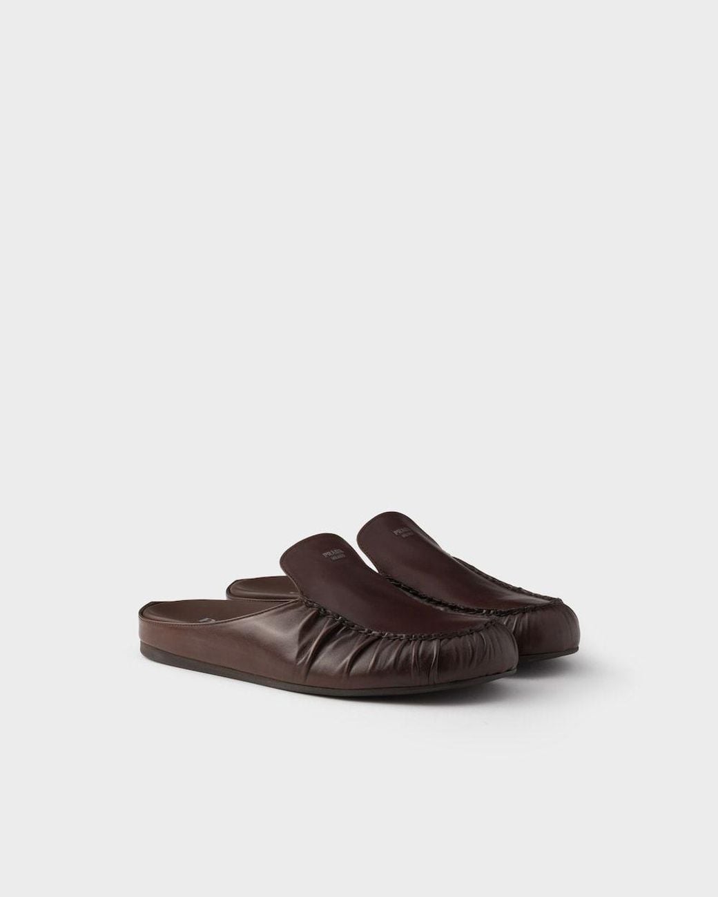 Prada Brown Leather Mules for men