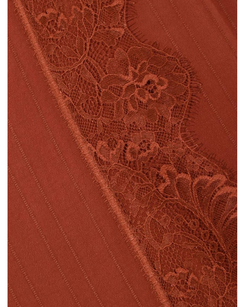 Twinset Red Lace Trim Midi Skirt