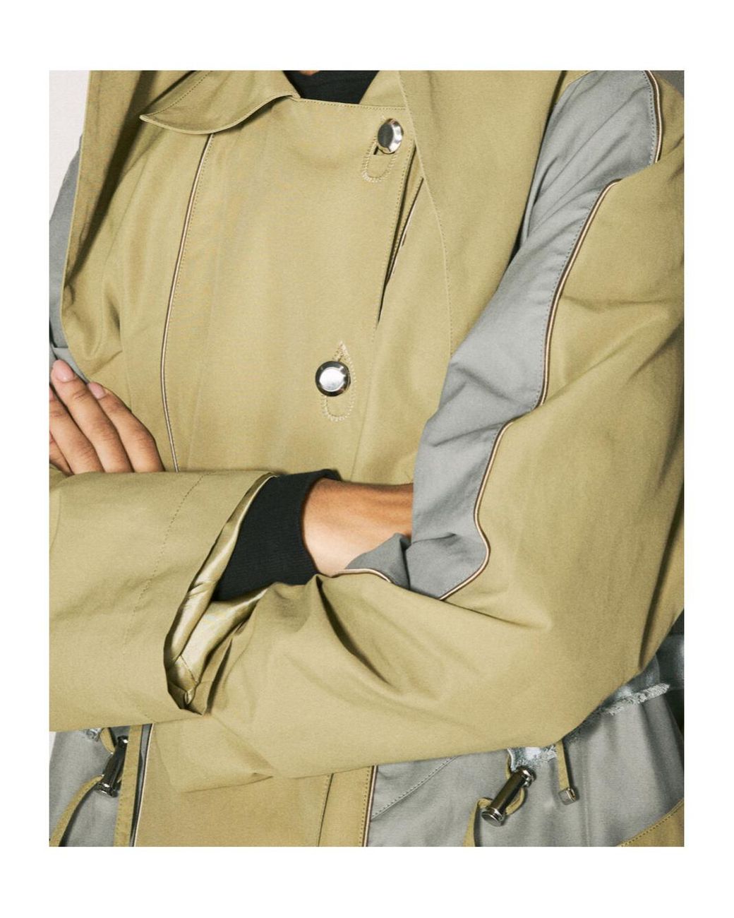 Kiko Kostadinov Green Colour-Block Double-Breasted Coat