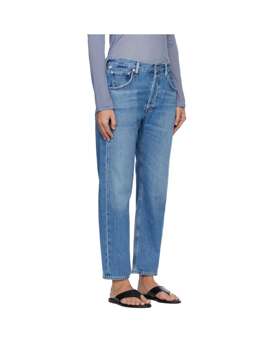 Citizens of Humanity Blue Mid-Rise Straight-Leg Boyfriend Jeans
