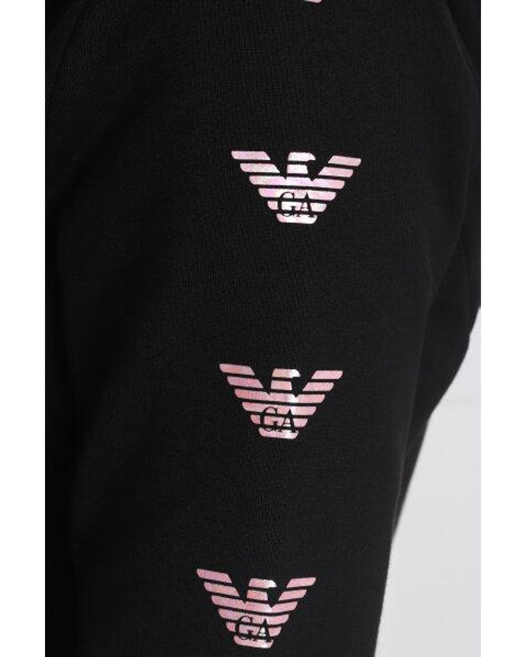 EA7 Black Logo Hooded Casual Coat