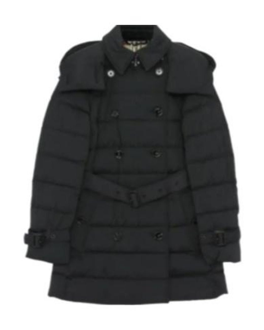 Burberry Black Double Breasted Belted Down Coat