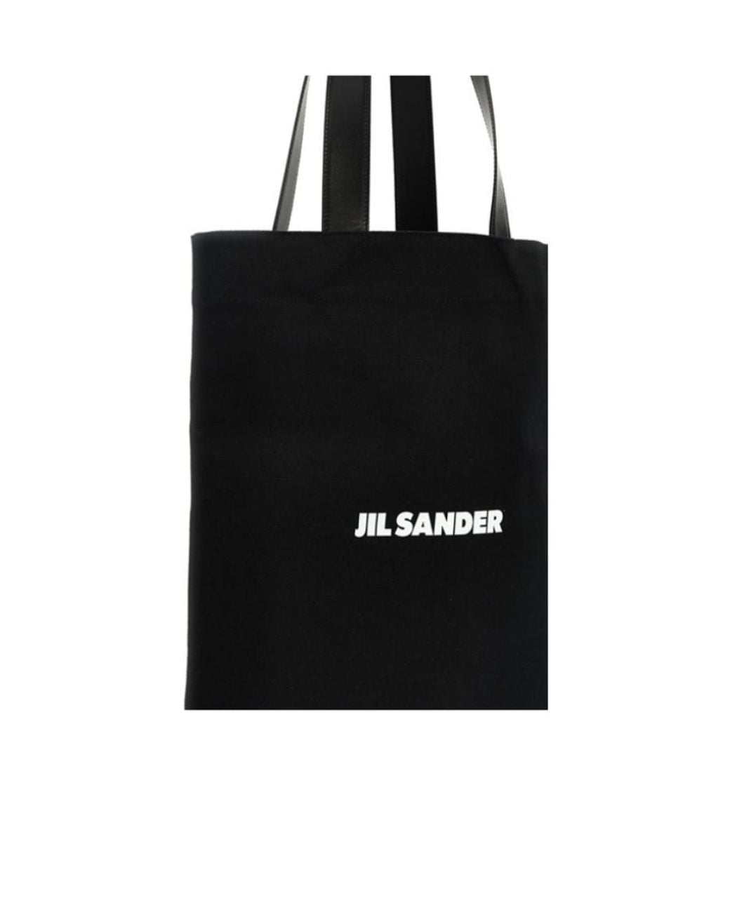 Jil Sander Black Logo Printed Medium Flat Shopper Bag