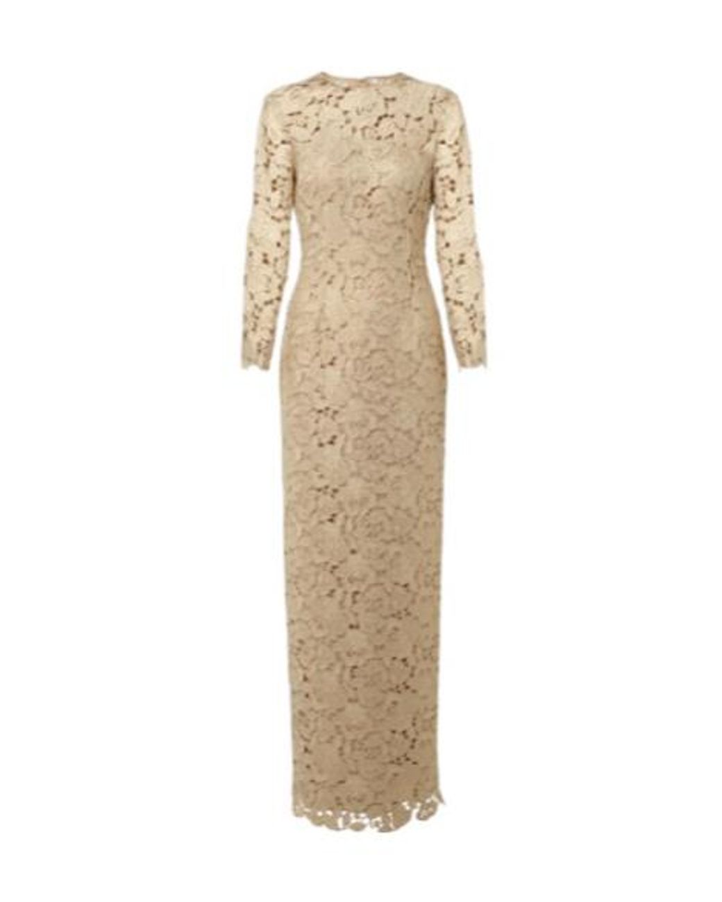 Oscar de la Renta Natural Floral Lace Gown