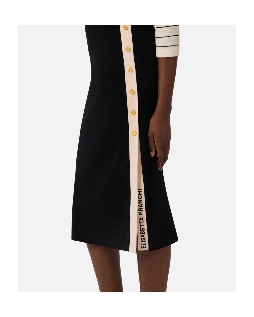 Elisabetta Franchi Blue Belted Knitted Midi Skirt
