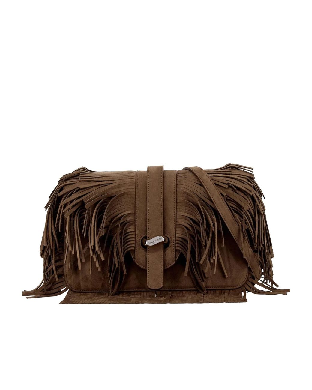 Emporio Armani Brown Boteh Capsule Fringe-Detail Shoulder Bag