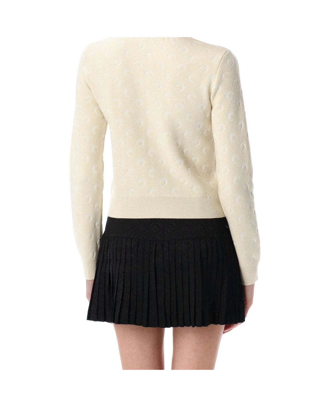 MARINE SERRE White Moon Jacquard Knit Fitted Cardigan