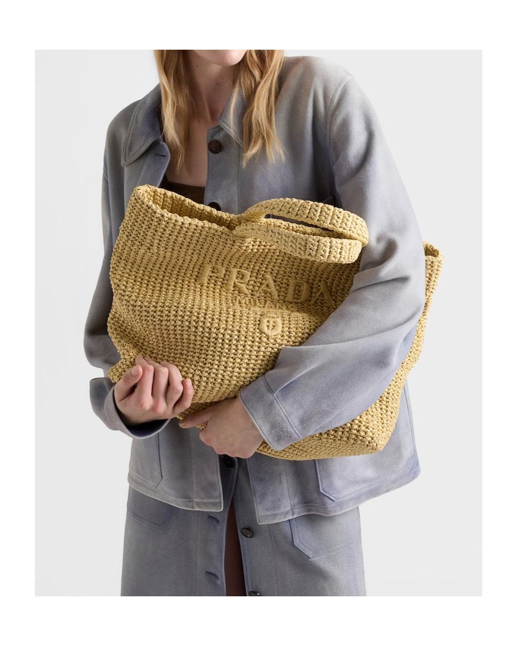 Prada Metallic Paglia Midollino Crochet Tote Bag