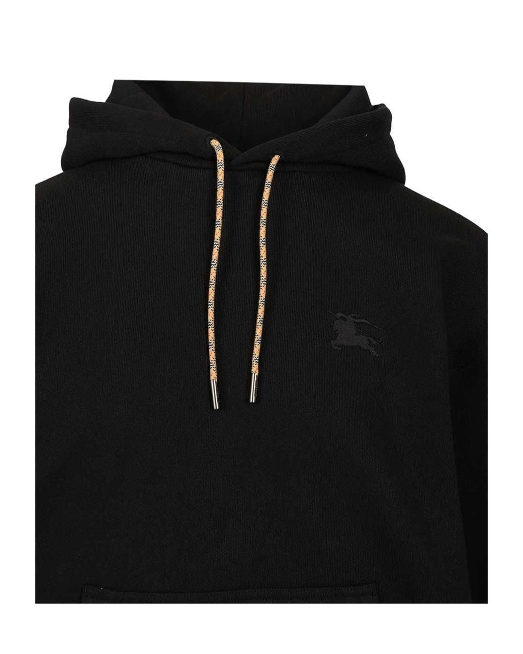 Burberry Black Checked Drawstring Hoodie for men