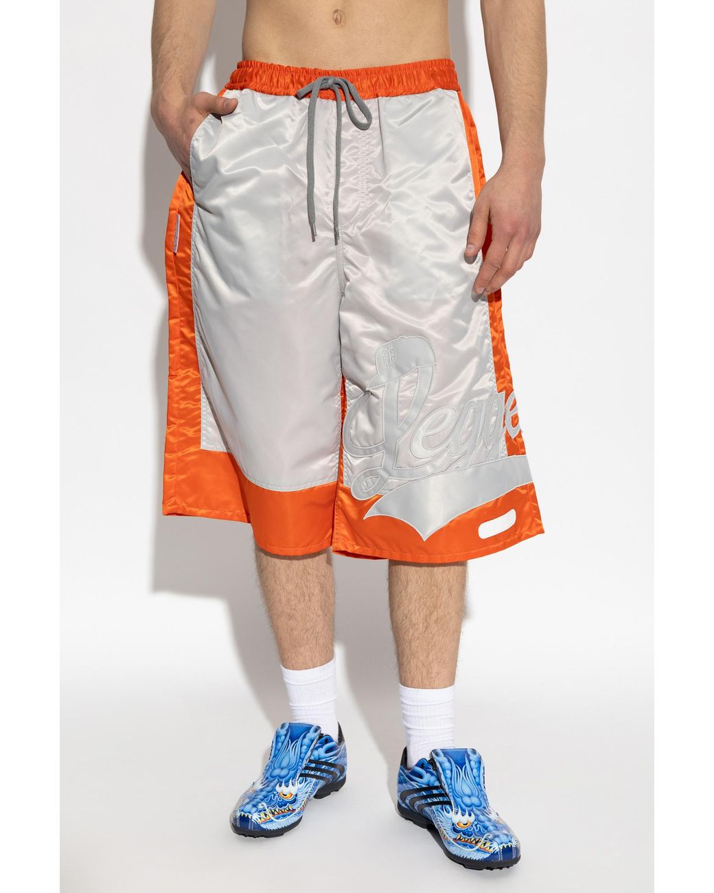 PDF CHANNEL Gray Logo-Embroidered Colour-Block Shorts for men